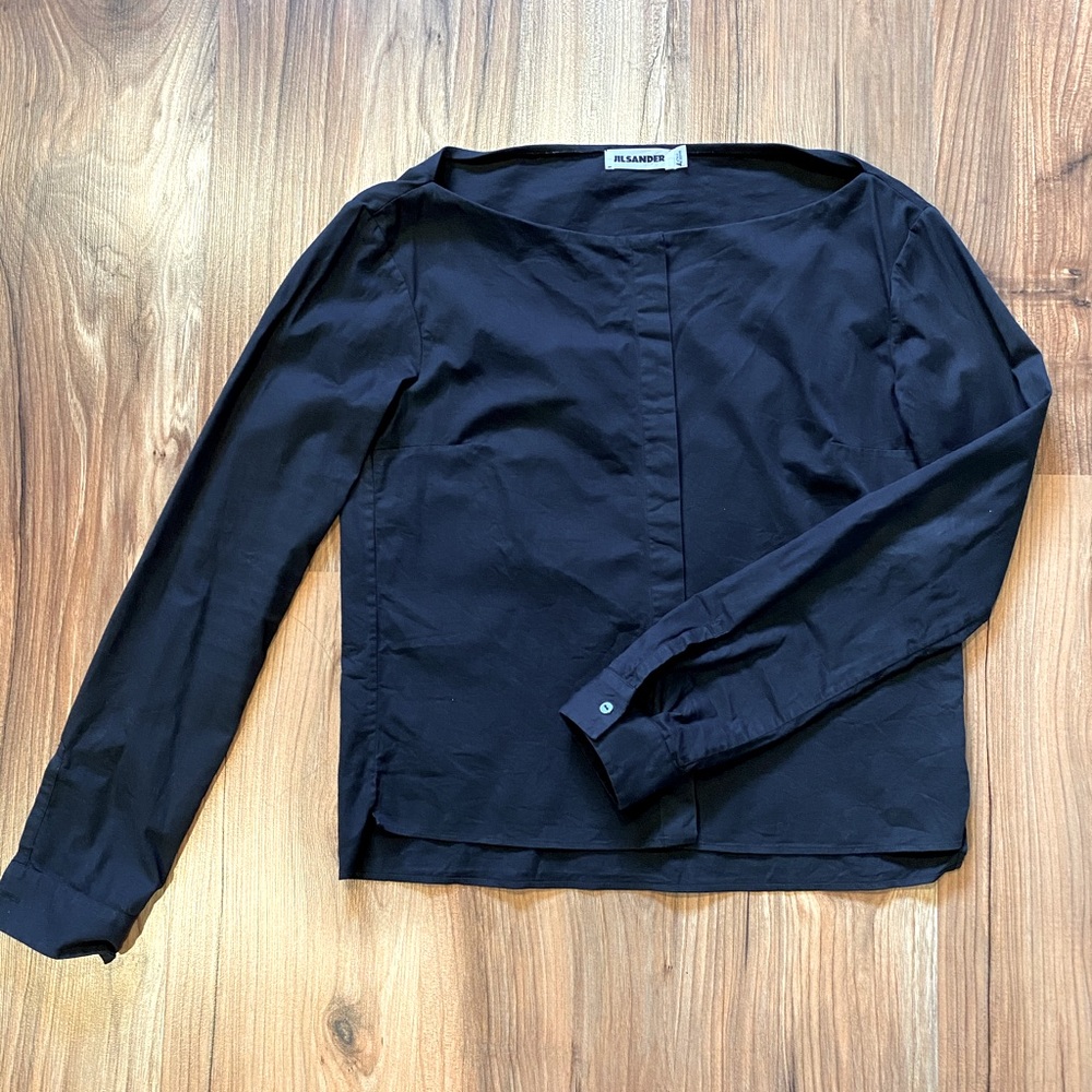 Jil Sander black bateau neck shirt/blouse